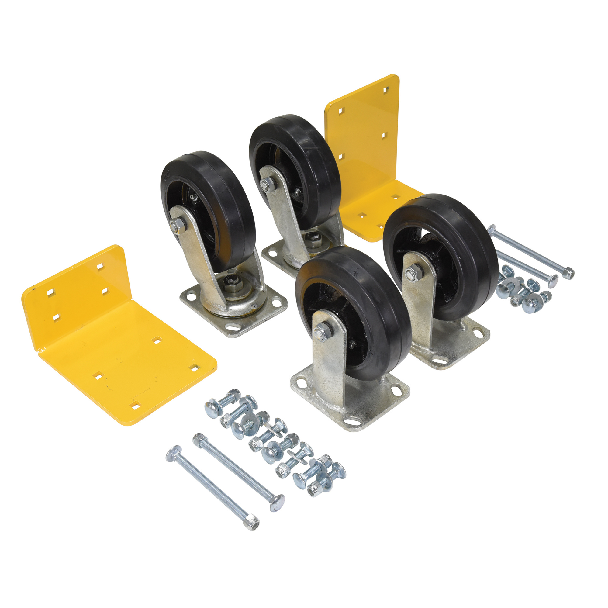 Vestil Mold On Rubber Caster Kit 6 In. x 2 In. 2,400 Lb. Capacity Black